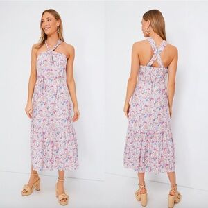 NWT Tuckernuck Hyacinth House Cross Back Floral Midi Dress Pink Size Small